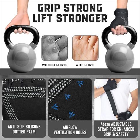 قفازات رفع الأثقال الرياضية الخفية مع دعم لف المعصم، مبطن لحماية راحة اليد، قفازات تمرين الصالة الرياضية للرجال والنساء، تدريب اللياقة البدنية، رفع الأثقال، كمال الأجسام، E9 in Kuwait