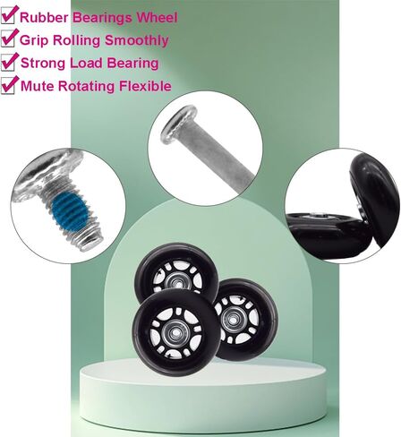 4 Pcs Luggage Suitcase Replacement Wheels 70x24mm Wear-Resistant Luggage Wheels Rubber Rotating Wheel Low Noise for Trolley Travel Case Carry-on Roller Bag (SXL/70x24mm) in Saudi Arabia