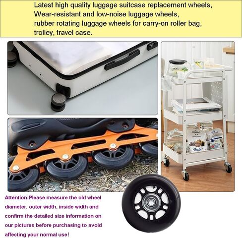 4 Pcs Luggage Suitcase Replacement Wheels 70x24mm Wear-Resistant Luggage Wheels Rubber Rotating Wheel Low Noise for Trolley Travel Case Carry-on Roller Bag (SXL/70x24mm) in Saudi Arabia