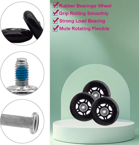 4 Pcs Luggage Suitcase Replacement Wheels 70x24mm Wear-Resistant Luggage Wheels Rubber Rotating Wheel Low Noise for Trolley Travel Case Carry-on Roller Bag (SXL/70x24mm) in Saudi Arabia