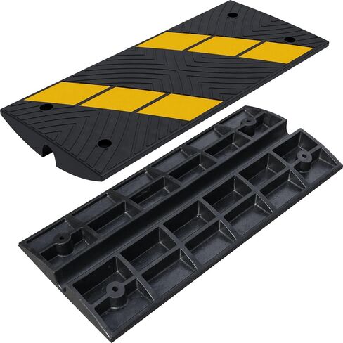 2 Pack Heavy-Duty Rubber Curbside Bridge Ramp, Vehicle Car Driveway Ramp, Rubber Threshold Bridge Tracks Curb Ramps for Car Truck Scooter Bike Motorcycle Wheelchair Mobility (2 Pack) in Kuwait