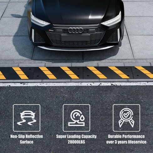 2 Pack Heavy-Duty Rubber Curbside Bridge Ramp, Vehicle Car Driveway Ramp, Rubber Threshold Bridge Tracks Curb Ramps for Car Truck Scooter Bike Motorcycle Wheelchair Mobility (2 Pack) in Kuwait