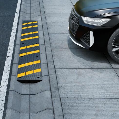2 Pack Heavy-Duty Rubber Curbside Bridge Ramp, Vehicle Car Driveway Ramp, Rubber Threshold Bridge Tracks Curb Ramps for Car Truck Scooter Bike Motorcycle Wheelchair Mobility (2 Pack) in Kuwait