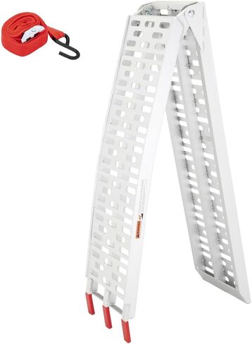 Tuffiom 7ft Aluminium Truck Ramps 1500 رطل ، 2pcs قابلة للطي Ramps ATV لسرير الشاحنات الصغيرة ، منحدر مقطورة مع أحزمة تحميل للدراجة UTV/دراجة نارية/جزازة الأوساخ/الأوساخ ， خفيفة الوزن ومحمولة in Kuwait