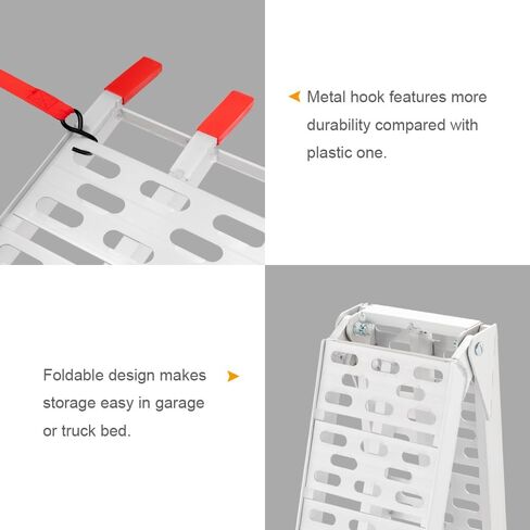 Tuffiom 7ft Aluminium Truck Ramps 1500 رطل ، 2pcs قابلة للطي Ramps ATV لسرير الشاحنات الصغيرة ، منحدر مقطورة مع أحزمة تحميل للدراجة UTV/دراجة نارية/جزازة الأوساخ/الأوساخ ， خفيفة الوزن ومحمولة in Kuwait