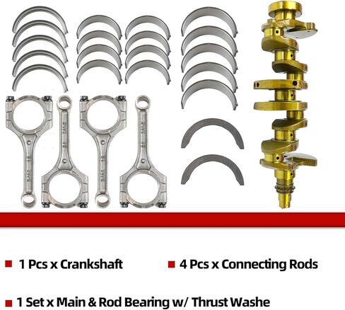 Mitzone 1.6L محرك العمود المرفقي Con Rods & Bearing Kit متوافق مع 2012-2017 لهجة Hyundai 2012-2017 Kia Rio 2014-2015 Soul 23110-2B610 23510-2B010 21020-2B100 in Saudi Arabia
