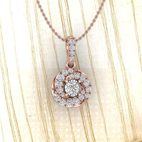 FINEROCK 10K Gold Diamond Knot Cluster Halo Pendant Necklace (0.15 Carat) in Saudi Arabia
