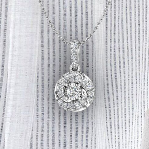 FINEROCK 10K Gold Diamond Knot Cluster Halo Pendant Necklace (0.15 Carat) in Saudi Arabia