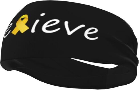 Cancer Believe Childhood Cancer Adjustable Sports Headband Moisture Wicking Sweatband for Running Workout in Saudi Arabia