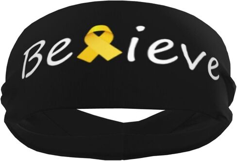 Cancer Believe Childhood Cancer Adjustable Sports Headband Moisture Wicking Sweatband for Running Workout in Saudi Arabia