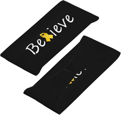 Cancer Believe Childhood Cancer Adjustable Sports Headband Moisture Wicking Sweatband for Running Workout in Saudi Arabia