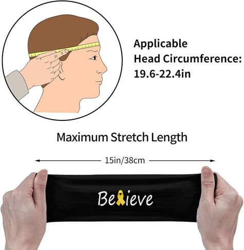Cancer Believe Childhood Cancer Adjustable Sports Headband Moisture Wicking Sweatband for Running Workout in Saudi Arabia