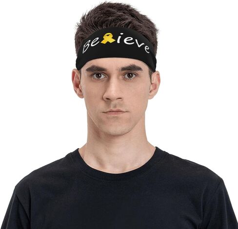 Cancer Believe Childhood Cancer Adjustable Sports Headband Moisture Wicking Sweatband for Running Workout in Saudi Arabia