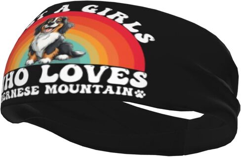 Just A Girls Who Loves Bernese Mountain Dog Adjustable Sports Headband Moisture Wicking Sweatband for Running Workout in Saudi Arabia