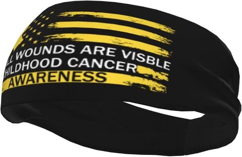 Not All Wounds are Visible Childhood Cancer Awareness Adjustable Sports Headband Moisture Wicking Sweatband for Running Workout in Saudi Arabia