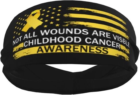 Not All Wounds are Visible Childhood Cancer Awareness Adjustable Sports Headband Moisture Wicking Sweatband for Running Workout in Saudi Arabia