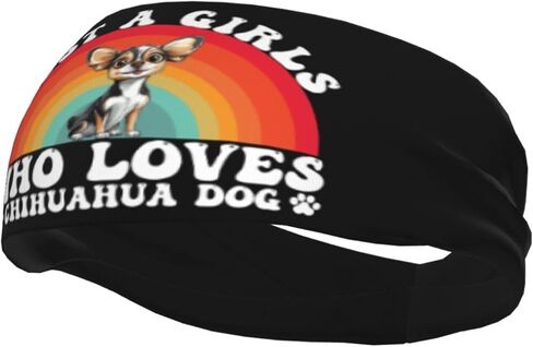 Just A Girls Who Loves Chihuahua Dog Adjustable Sports Headband Moisture Wicking Sweatband for Running Workout in Saudi Arabia