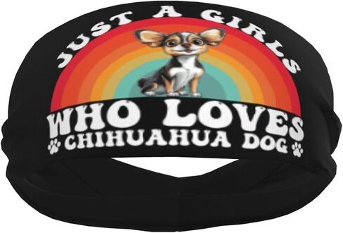 Just A Girls Who Loves Chihuahua Dog Adjustable Sports Headband Moisture Wicking Sweatband for Running Workout in Saudi Arabia