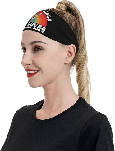 Just A Girls Who Loves Chihuahua Dog Adjustable Sports Headband Moisture Wicking Sweatband for Running Workout in Saudi Arabia