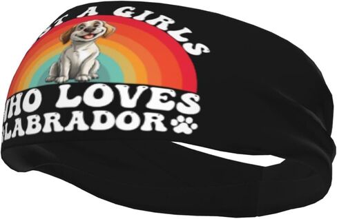 Just A Girls Who Loves Labrador Retriever Dog Adjustable Sports Headband Moisture Wicking Sweatband for Running Workout in Saudi Arabia