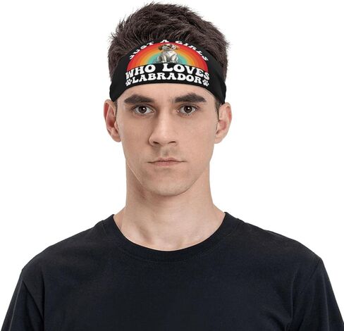 Just A Girls Who Loves Labrador Retriever Dog Adjustable Sports Headband Moisture Wicking Sweatband for Running Workout in Saudi Arabia