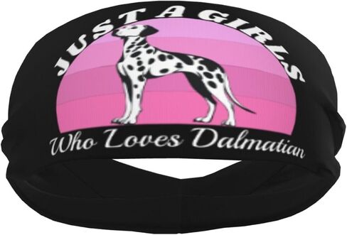 Just A Girls Who Loves Dalmatian Dog Adjustable Sports Headband Moisture Wicking Sweatband for Running Workout in Saudi Arabia