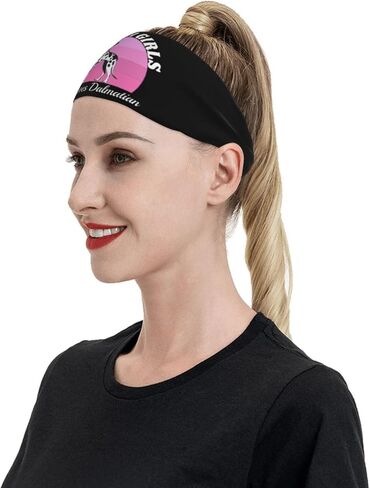 Just A Girls Who Loves Dalmatian Dog Adjustable Sports Headband Moisture Wicking Sweatband for Running Workout in Saudi Arabia