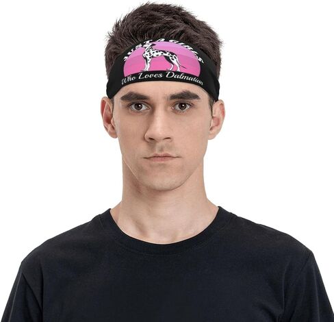 Just A Girls Who Loves Dalmatian Dog Adjustable Sports Headband Moisture Wicking Sweatband for Running Workout in Saudi Arabia