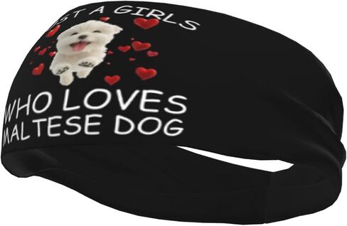 Just A Girls Who Loves Maltese Dog Adjustable Sports Headband Moisture Wicking Sweatband for Running Workout in Saudi Arabia