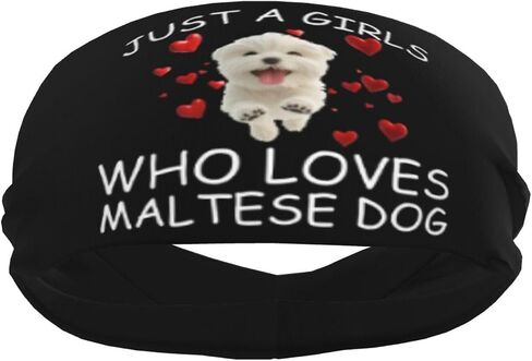 Just A Girls Who Loves Maltese Dog Adjustable Sports Headband Moisture Wicking Sweatband for Running Workout in Saudi Arabia