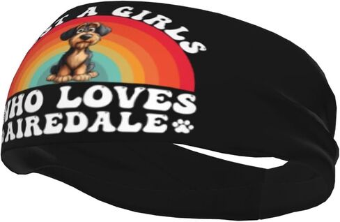 Just A Girls Who Loves Airedale Adjustable Sports Headband Moisture Wicking Sweatband for Running Workout in Saudi Arabia