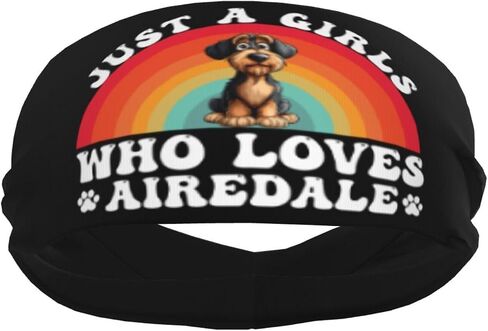 Just A Girls Who Loves Airedale Adjustable Sports Headband Moisture Wicking Sweatband for Running Workout in Saudi Arabia