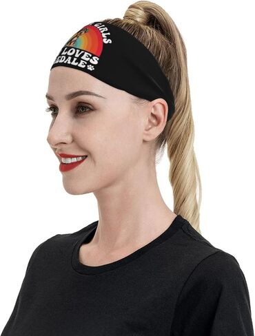 Just A Girls Who Loves Airedale Adjustable Sports Headband Moisture Wicking Sweatband for Running Workout in Saudi Arabia