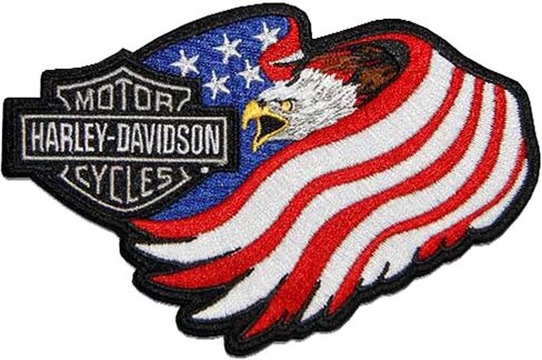 Harley-Davidson 5 in. Woven American Flag Eagle B&S Logo Emblem Sew-On Patch in Saudi Arabia