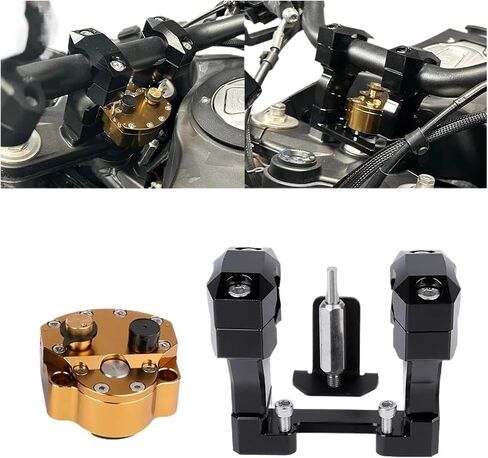 Steering Damper Motorcycle Steering Stabilizer Bar Riser Clamp Shock Absorber Control Kit,Compatible with CF-MOTO IBEX 450 MT(Black) in Saudi Arabia