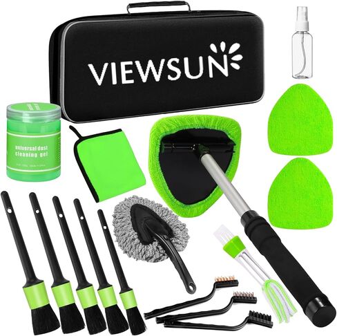 Viewsun Windshield Cleaner Tool, 17Pcs Car Interior Cleaning Kit, Detailing Kit Interior Cleaner, Car Detailing Brushes, Cleaning Gel, Inside Cleaning Supplies Accessories for Trucks, SUVs, RVs Window in Saudi Arabia