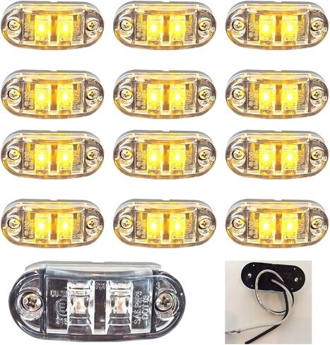 LONG HAUL 18 2.6"x1" CLEAR/AMBER SURFACE MOUNT LED CLEARANCE MARKER LIGHTS 12V FOR TRUCKS CAMPERS TRAILERS RVS EL-112602CA18 in Saudi Arabia