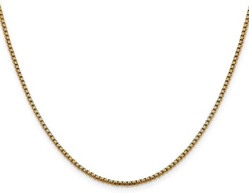 Diamond2Deal 14k Yellow Gold 1.85mm Semi-Solid Diamond Cut Round Box Chain Necklace in Saudi Arabia