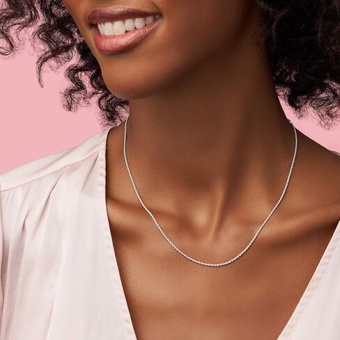 Pandora Classic Cable Chain Necklace - Thin Necklace Chain with Lobster Clasp - Great Gift for Women - Sterling Silver Adjustable Chain Necklace - 17.7" in Saudi Arabia