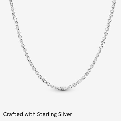 Pandora Classic Cable Chain Necklace - Thin Necklace Chain with Lobster Clasp - Great Gift for Women - Sterling Silver Adjustable Chain Necklace - 17.7" in Saudi Arabia