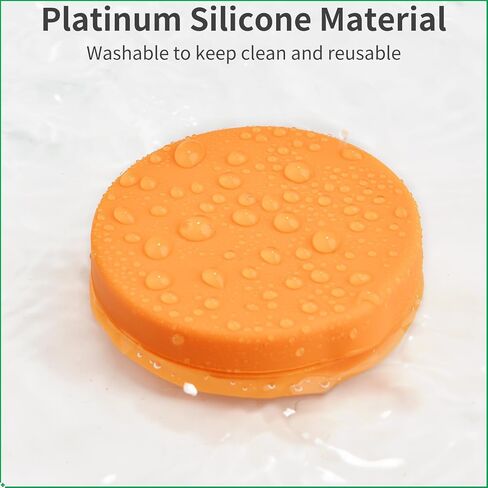 2 Pack Small Pill Box,3 Compartment Round Silicone Travel Pill Box for Purse Pocket, Waterproof Portable Compact Medicine Holder for Vitamin, Cod Liver Oil, Supplement(Orange+Yellow) in Saudi Arabia