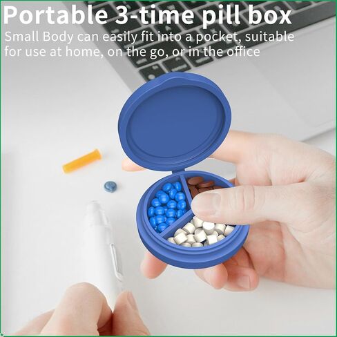 2 Pack Small Pill Box,3 Compartment Round Silicone Travel Pill Box for Purse Pocket, Waterproof Portable Compact Medicine Holder for Vitamin, Cod Liver Oil, Supplement(Orange+Yellow) in Saudi Arabia