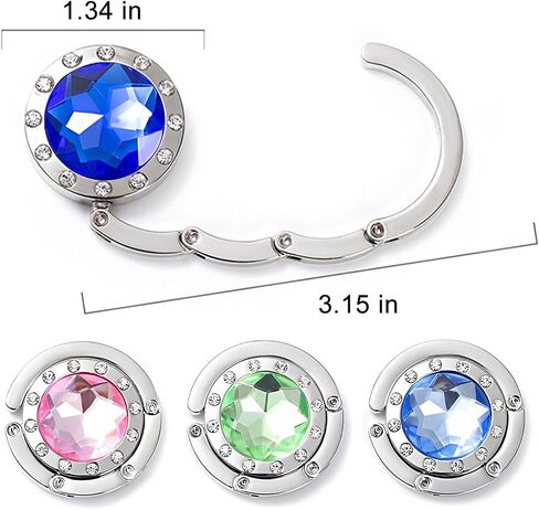 4 PCS Portable Purse Hanger with Foldable Design & Crystal Alloy,Tables Handbag Hook Space-Saving Closet Hook Organizer Accessory,4 Color (Hot Pink,Yellow,Sky Blue,White) in Saudi Arabia