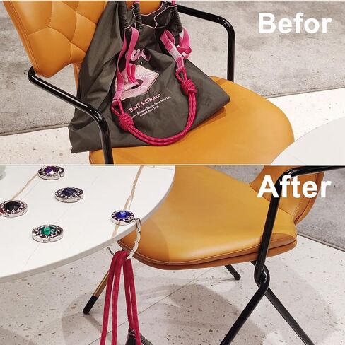 4 PCS Portable Purse Hanger with Foldable Design & Crystal Alloy,Tables Handbag Hook Space-Saving Closet Hook Organizer Accessory,4 Color (Hot Pink,Yellow,Sky Blue,White) in Saudi Arabia