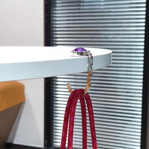 4 PCS Portable Purse Hanger with Foldable Design & Crystal Alloy,Tables Handbag Hook Space-Saving Closet Hook Organizer Accessory,4 Color (Hot Pink,Yellow,Sky Blue,White) in Saudi Arabia
