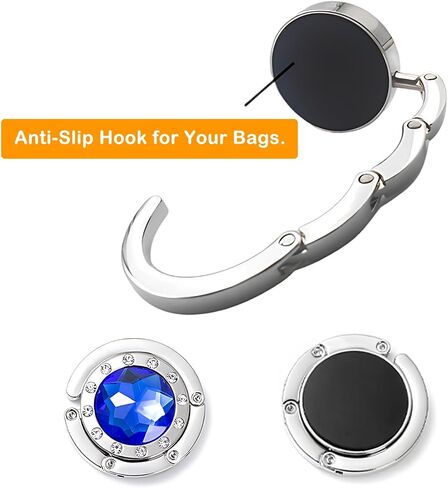 4 PCS Portable Purse Hanger with Foldable Design & Crystal Alloy,Tables Handbag Hook Space-Saving Closet Hook Organizer Accessory,4 Color (Hot Pink,Yellow,Sky Blue,White) in Saudi Arabia