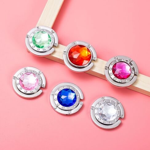 4 PCS Portable Purse Hanger with Foldable Design & Crystal Alloy,Tables Handbag Hook Space-Saving Closet Hook Organizer Accessory,4 Color (Hot Pink,Yellow,Sky Blue,White) in Saudi Arabia