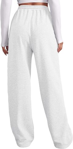 Women Winter Workout Casual Pants Fleece Lined High Waist Wide Leg Trouser with Pocket Elastic Drawstring Sweatpants in Saudi Arabia