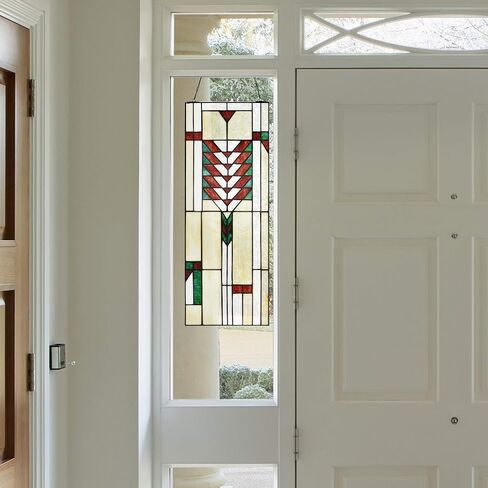 Stained Glass Window Panel Ivory Mission Craftsman Traditional Rectangular Arts Crafts Includes Hardware in Saudi Arabia