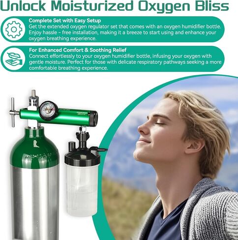 Cick Style Extended Oxygen Regulator Kit for Oxygen Tank CGA 870 Connection 0-15 Liters Per Minute DISS Outlet Includes 1 Humidifier Bottle 1Wrench 5 Brass Yoke Washer Seals 1 Swivel Hose Nipple in Saudi Arabia